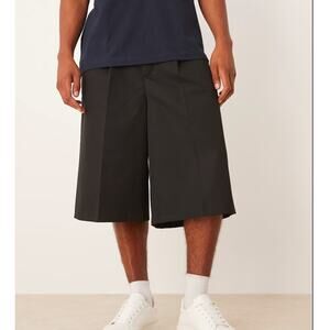 ASOS Oversized Dressy Bermuda Black Shorts With Front Pleats